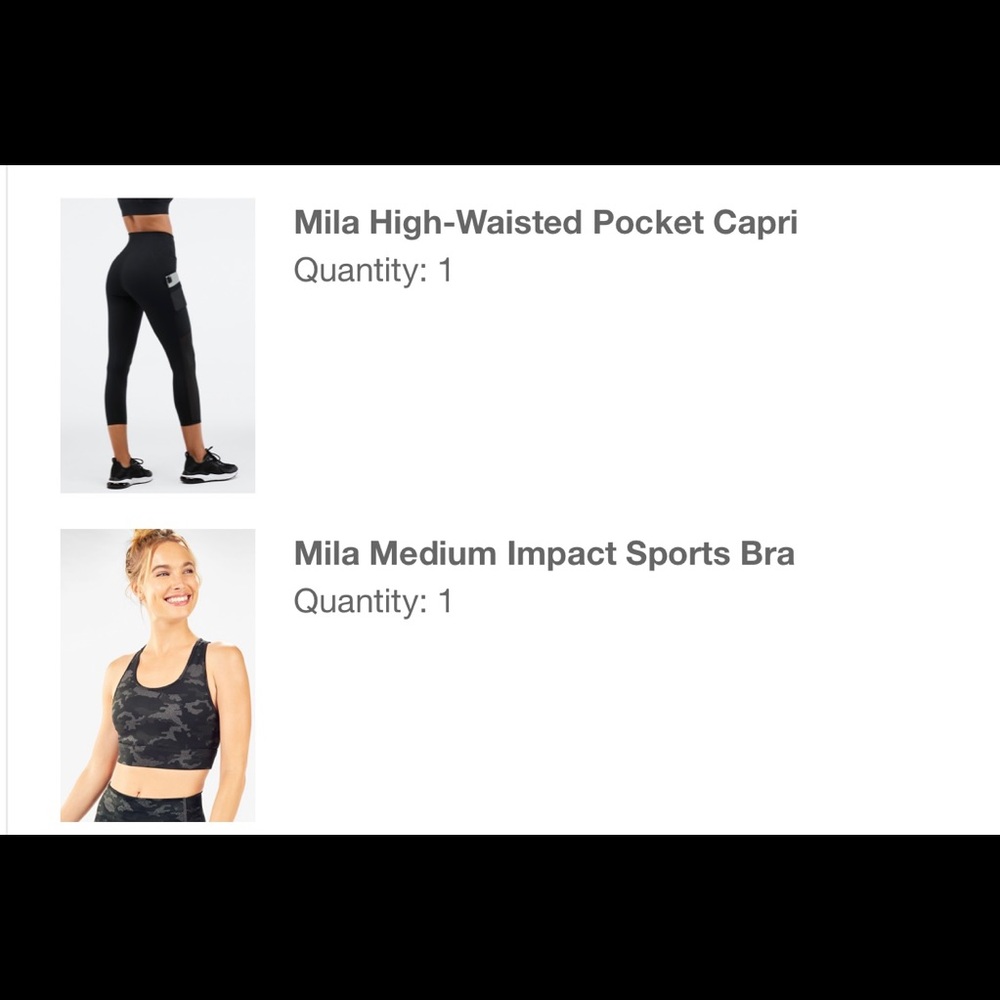 Women’s Fabletics high waist leggings and sports bra